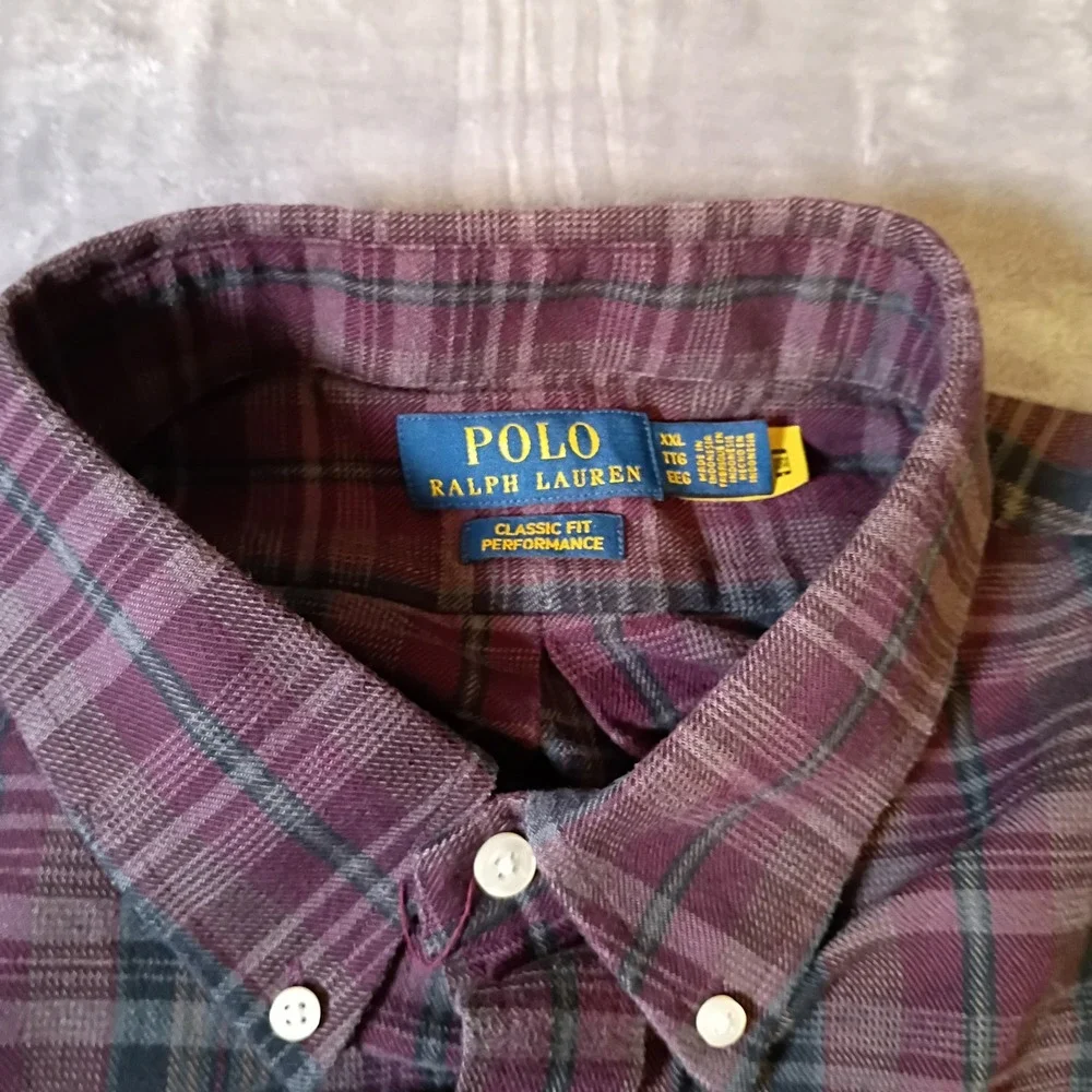 Polo Ralph Lauren Mens XXL Classic Fit Performance Plaid Button Down Shirt Red